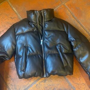 Aqua Girls puffy faux leather black jacket